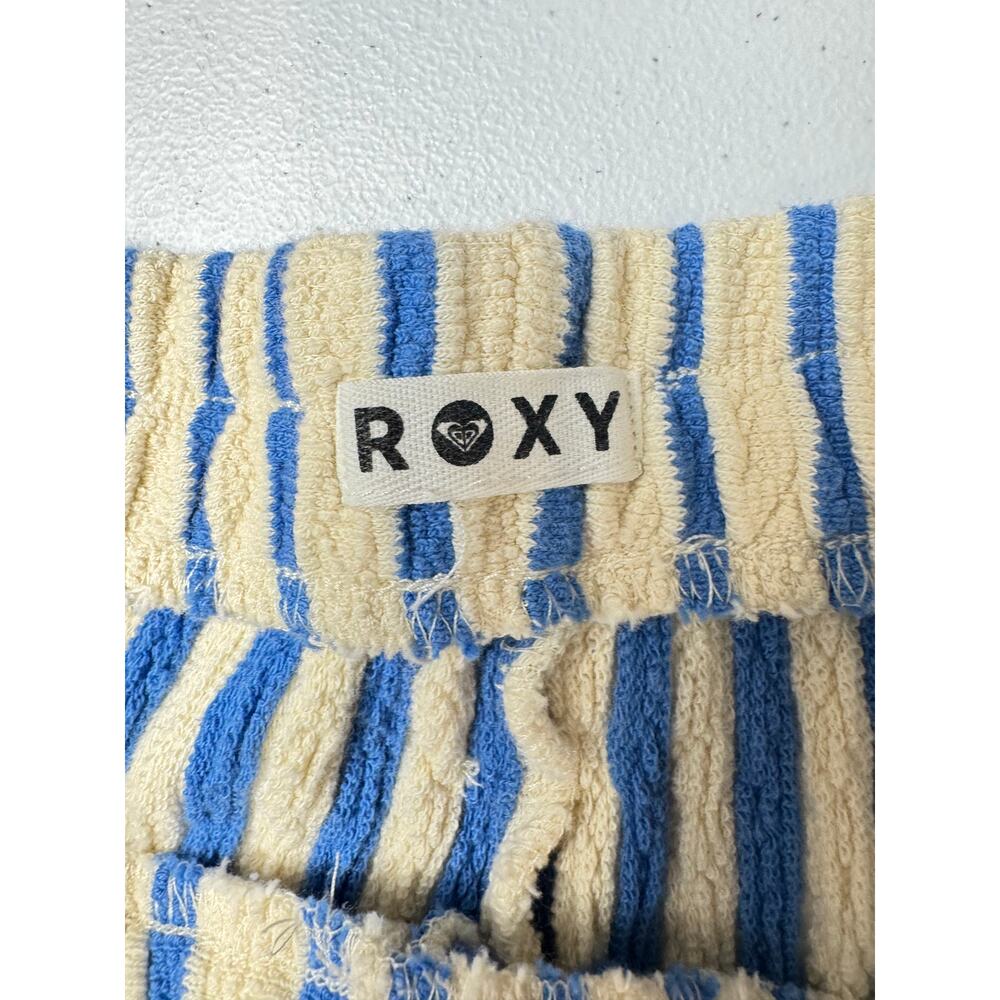 Roxy Blue & White Striped Terry Cloth Beach Pants Wide Leg Cropped Women’s S/M - Picture 4 of 7